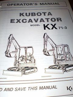 kubota model kx 71 3 excavator operator s manual 2004