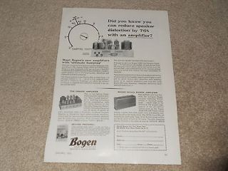Bogen Tube Amp Ad, 1955, 1 pg, DB20df, Do30a, Articles, info, VERY 