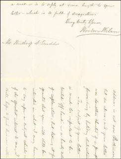 WOODROW WILSON   AUTOGRAPH LETTER SIGNED 01/04/1887
