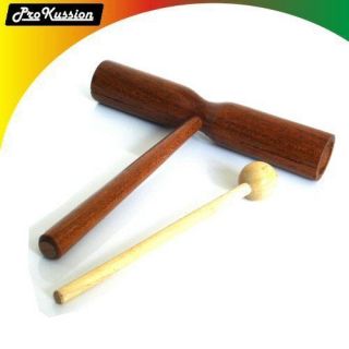 wooden agogo bell two tone ribbed percussion new from united kingdom 
