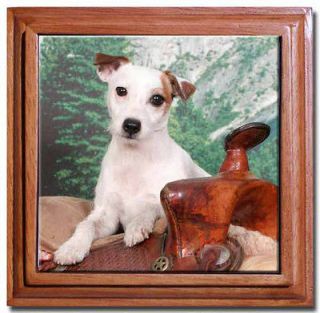 Framed Ceramic Tile Trivet   Jack Russell Terrier (Saddle)