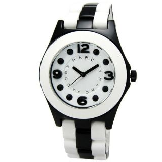 MARC JACOBS PELLY BLACK & WHITE SILICONE WRAPPED ALUMINUM WATCH 