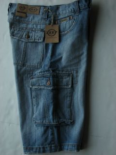  Jean Cargo Shorts Light Wash Style # JP 607 Inseam 15 Many Sizes