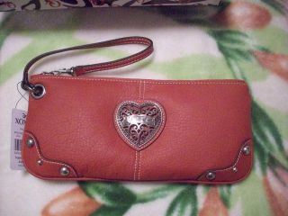 xoxo large red faux leather clutch in gift box nwt