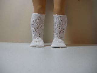 Fits 14 Inch Betsy McCall Doll  White Knit Diamond Pattern Socks 