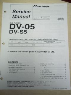 Pioneer Service Manual~DV 05/S​5 DVD Player~Origina​l~Repair