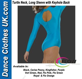 Nylon Lycra Gymnastics LEOTARD ~ Long Sleeved Turtle Neck Ballet Dance 