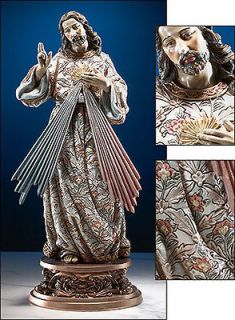 JESUS THE DIVINE MERCY ORNATE GOLD BROCADE STATUE AMAZING BEAUTY AND 