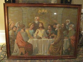 Vintage Framed Last Supper Painting, Awesome Paint by Numbers Piece!