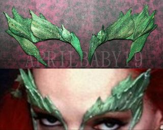 Poison Ivy Leaves Eyebrow Eye mask GREEN Blend DUSTED w/ GLITTER Leaf 