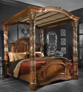 chestnut rococo california king canopy bed time left $ 9436