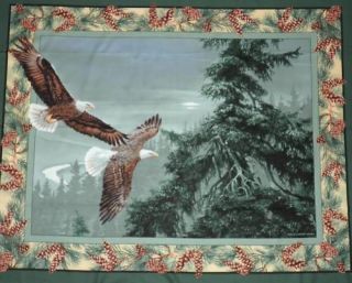 Bird Sanctuary Wildness EAGLES Fabric Panel Fabric GREAT Pine trees 