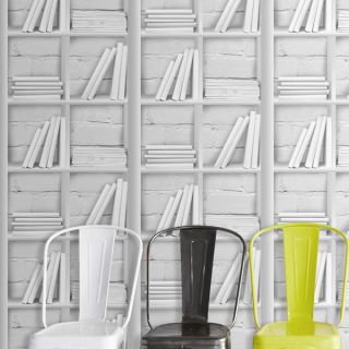 Loft Bookcase Amazing White Grey Bookcase Wallpaper & Brick Effect 