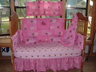 New Custom 6pc Pink John Deere Nursery Crib Bedding Set