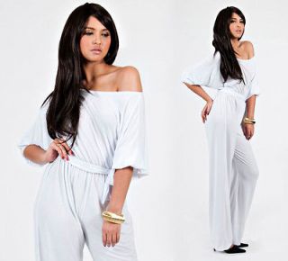 NEW Womens One Shoulder Off White Playsuit Jumpsuit Party Plus Size 