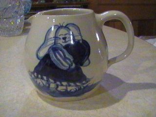 casey pottery pitcher hand turned bunny w heart time left