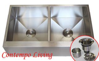 36 stainless steel kitchen sink farm apron flat front returns