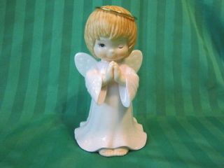 cute slipped halo praying angel figurine porcelain  