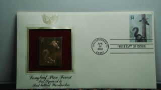 Longleaf Pine Forest, First Day Of Issue, with Gold Stamp Replica (2 