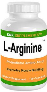   Arginine 180 Capsules Amino Acid Nitric Oxide NO2 KRK SUPPLEMENTS