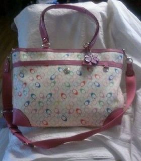 Coach Chelsea Pink/White Multi Pastel Multifunction/Diaper Bag Retail 