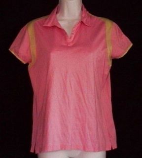 burberry golf pink yellow polo shirt short sleeve sz s