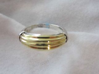 NEW $525 LAGOS 18K GOLD STERLING SILVER FLUTED RING 7 WITH TAG CAVIAR