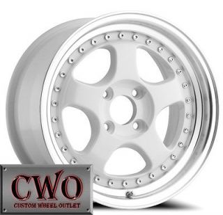 15 White Konig Candy Wheels Rims 4x100 4 Lug Civic Mini Miata Cobalt 