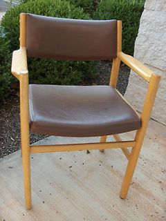 vintage thonet usa made oak arm chair brown leather two