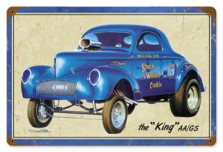 stone woods cook classic willys colorful metal sign time left