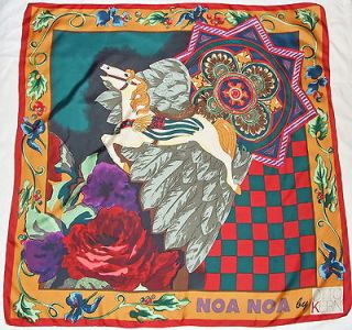 Huge NOA NOA Designer OTTO KERN Floral EPIC HORSE Hand Rolled Silk 41 