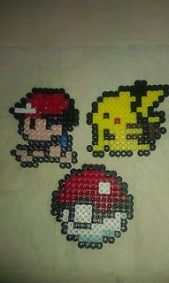 Pokemon Trainer Ash, Pikachu & Pokeball Perler Beads Sprite Art