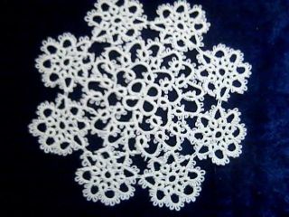 Doily *TATTED* White 7.5 Diameter Vintage Hand Crafted 1970s EVC #11