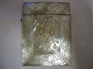   HAND CARVED MOTHER OF PEARL VISITING BUSINESS CARD CASE C 1880 P