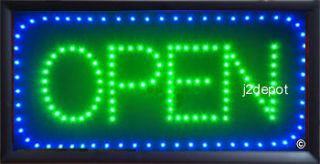 US Seller Animated Led Neon green light OPEN Sign on/off Switch/Chain 