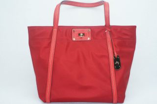 milly red nylon shoulder tote handbag bag satchel nwt