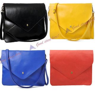 Colors Women Oversized Envelope Purse Clutch PU Leather Hand 