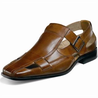 NEW MENS STACY ADAMS BAYARD BROWN LEATHER CLOSED TOE DRESS SANDALS 