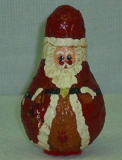 Tall Paper Mache Santa Claus Figure Red Suit With Bubble Body