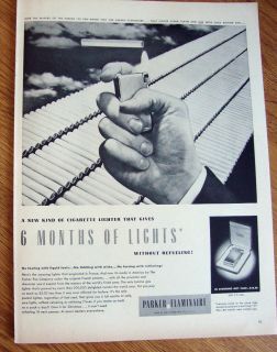 1950 parker pen flaminaire cigarette lighter ad 
