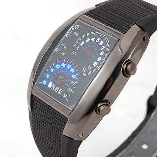 Blue LED Light Aviation Speedometer Wrist Mens Watch Best Gift