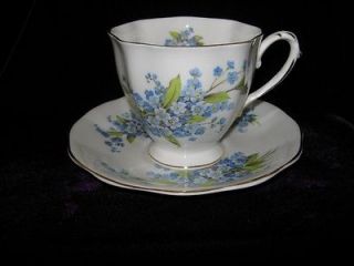 Royal Standard Forget me not Tea Cup & Saucer Bone China Made in 