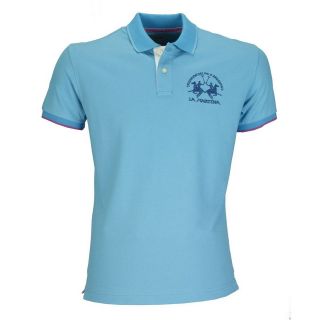 La Martina Classic Logo Polo Shirt In Turquoise Blue rrp 100