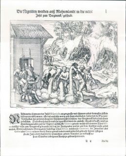Vintage Lithograph Black Slaves Working Mines for Spanish Colonists 