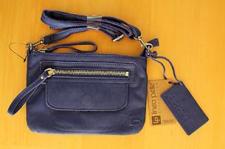NEW AUTHENTIC LINEA PELLE CROSSBODY SHOULDER OR CLUTCH PERIWINKLE 