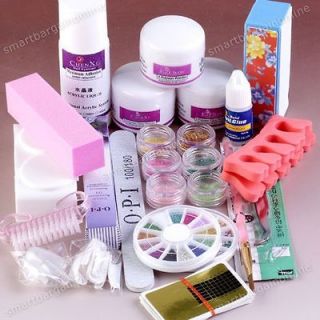 Acrylic 6 Color Glitter Powder Liquid Kits For UV NAIL ART Tips Beauty 