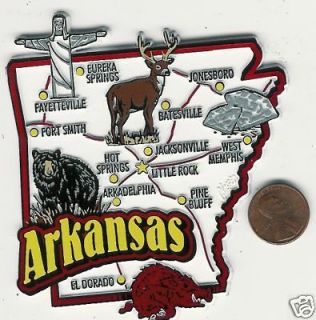   AR STATE MAP TOURIST MAGNET 7 COLOR   LITTLE ROCK FT SMITH