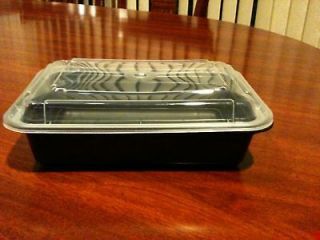 50 black plastic containers with 50 clear lids 38oz returns