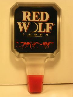 BUDWEISER / RED WOLF BEER SQUARE LOGO ACRLIC / LUCITE TAP HANDLE 