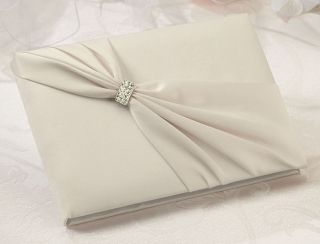 Lillian Rose Ivory Draped Sash with Crystal Accent Wedding Guest Book